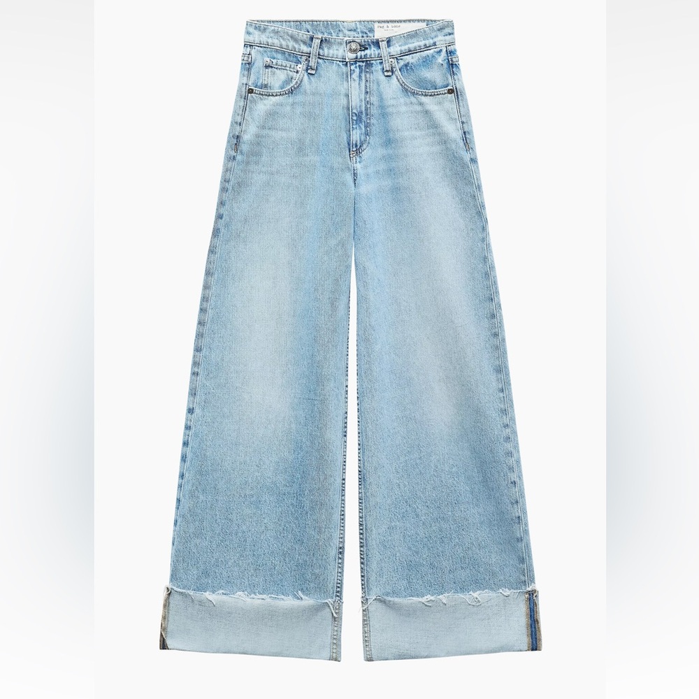 rag & bone Sofie Crop Wide-Leg Cuff Jeans Size 24